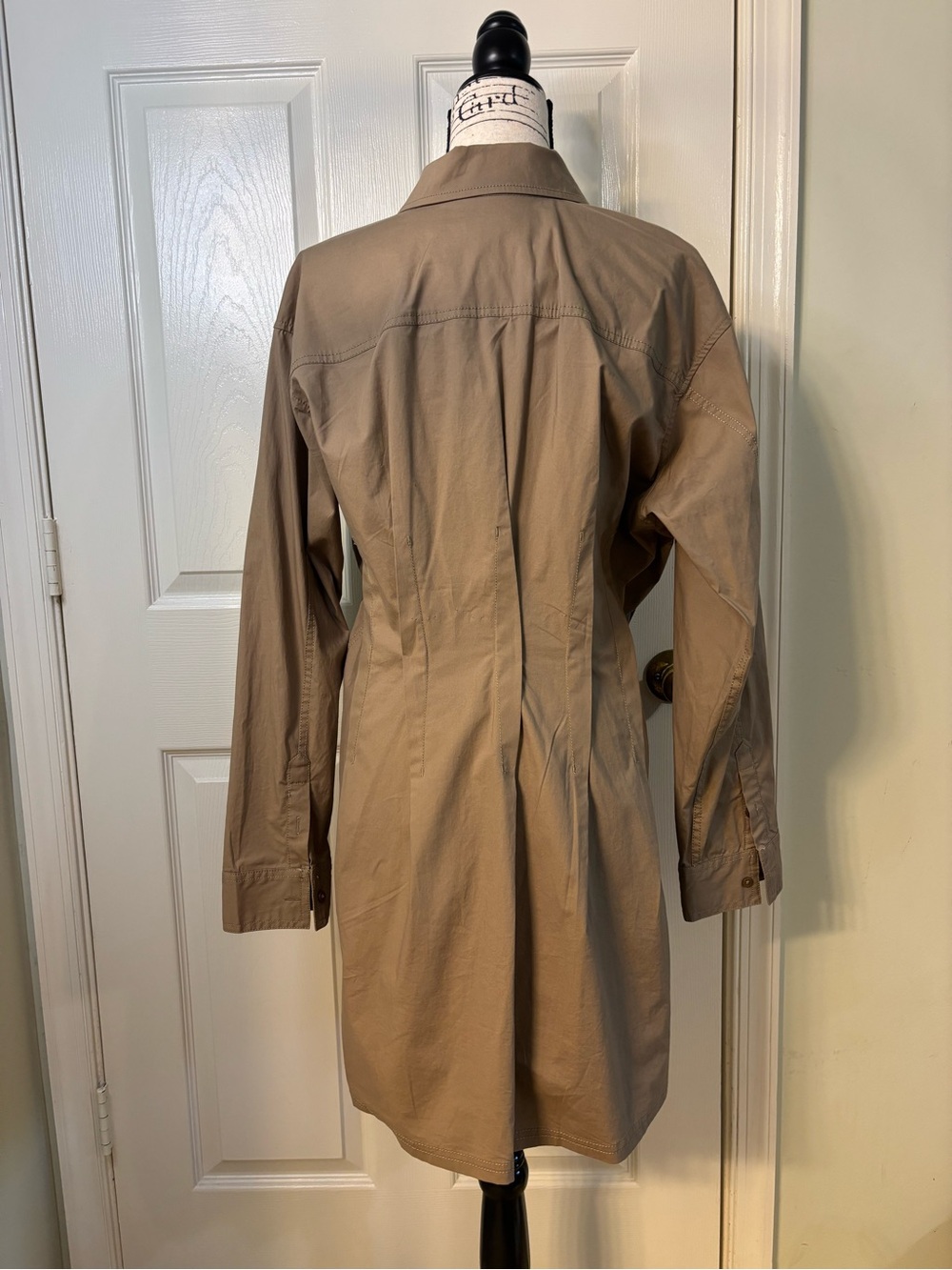 NWT Pilcro Anthropologie Taupe Corset Seam Midi Shirt Dress Large - Picture 8 of 10